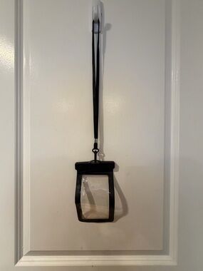 Clear Waterproof Phone Pouch with Black Trim and Neck Lanyard